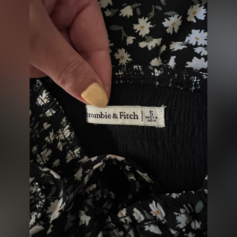 Abercrombie & Fitch Black and White Floral Midi Dress Small - Picture 5 of 5